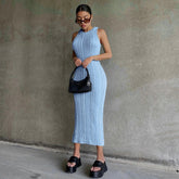Robe en tricot sans manches à col rond Soleil